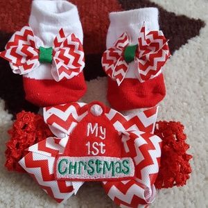 My first Christmas head band with matching socks