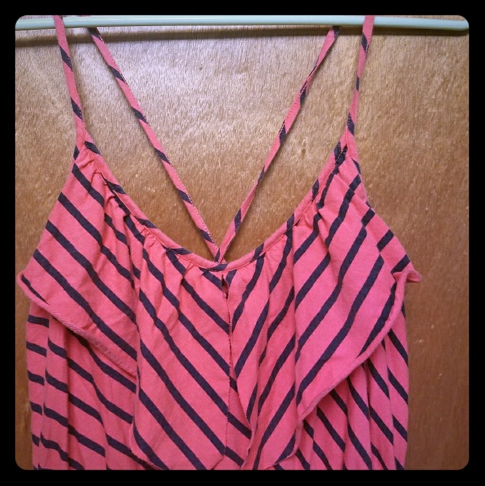Roxy Ruffle detail stripped Coral Dress Small
