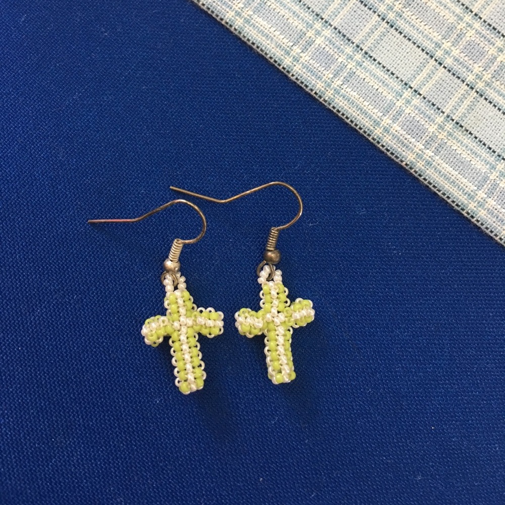 Beaded cross earrings