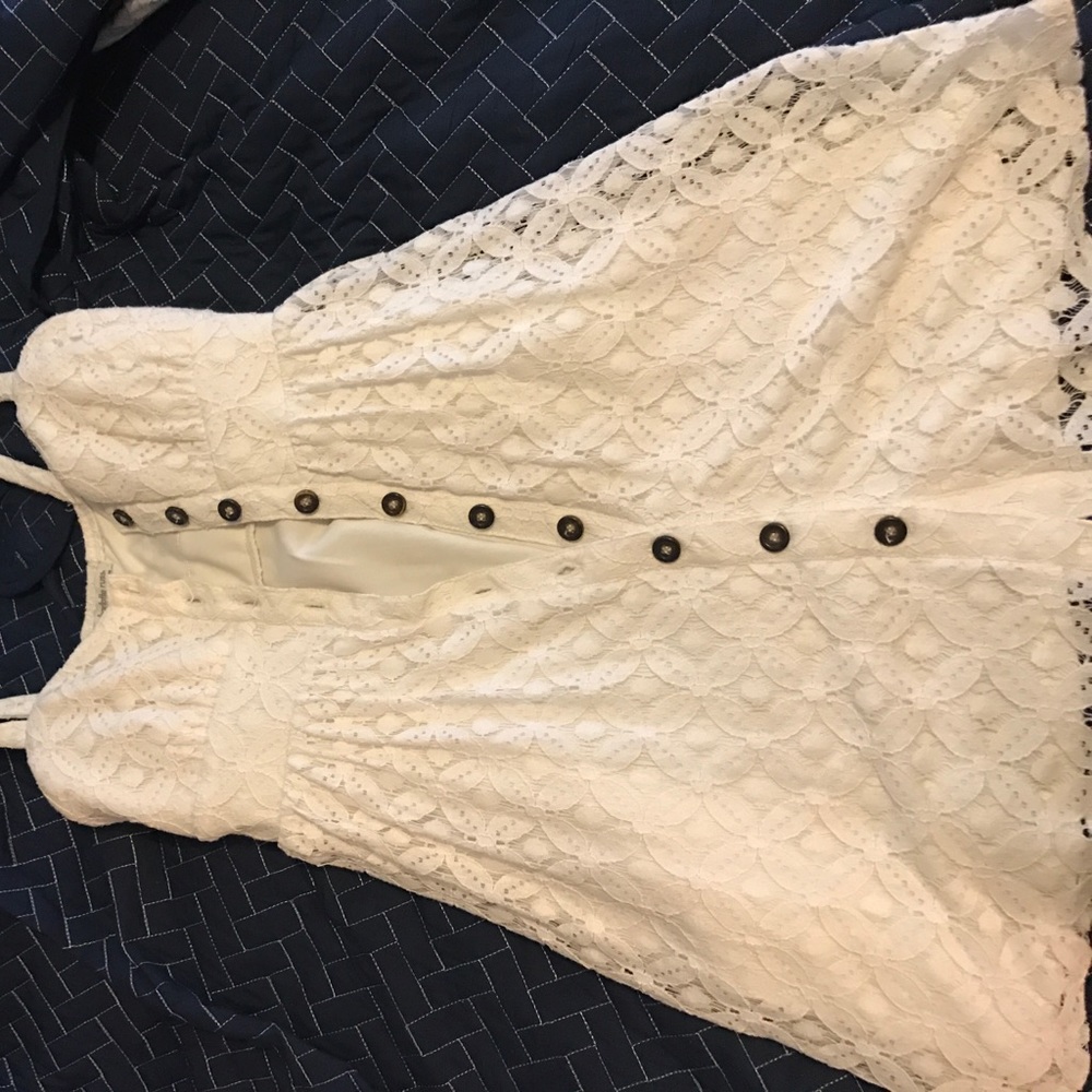 White lace button up dress