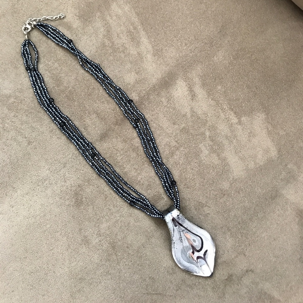 Black bead necklace