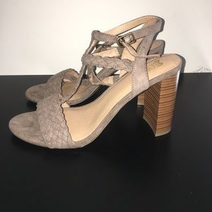 Brand New!! Braided Taupe strap heels.