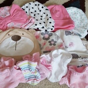 Baby mittens- 7 ,baby caps-8