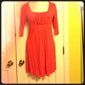 Coral 3/4 length sleeve dress