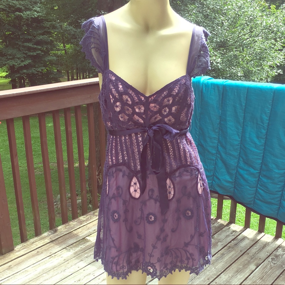 vintage betsey johnson tunic battenburg lace sz 10
