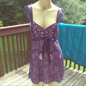 vintage betsey johnson tunic battenburg lace sz 10