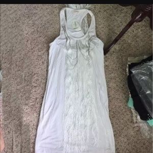 LaRok white fringe mini dress