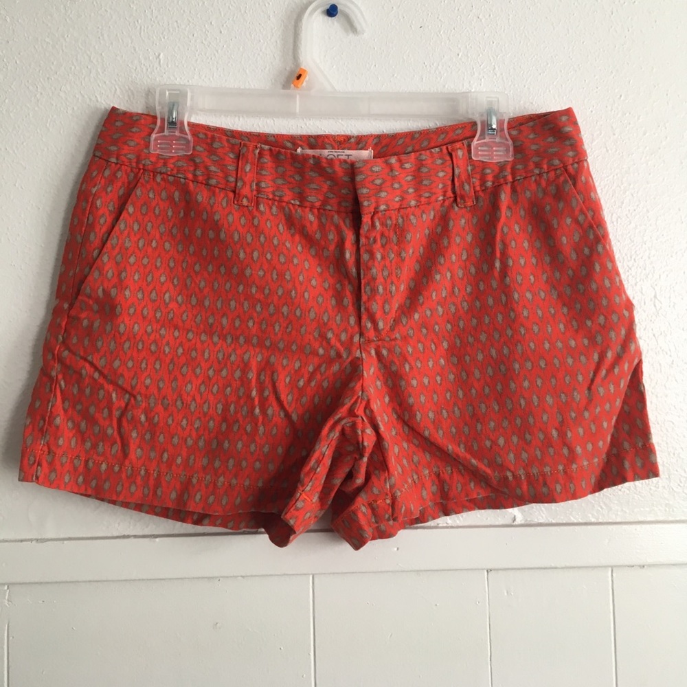LAST CALL / Loft khaki and orange patterned shorts