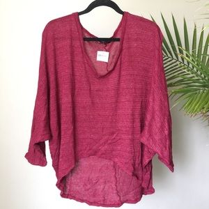 NWT Brandy Melville Red Scoop Neck Striped Sweater