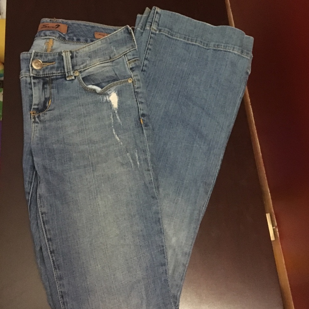 Distressed flare jeans