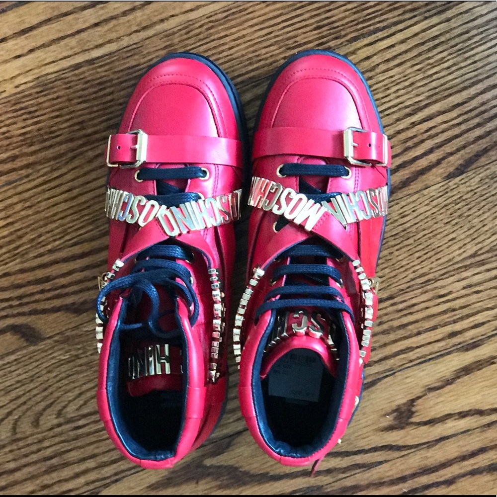 High top red sneaker