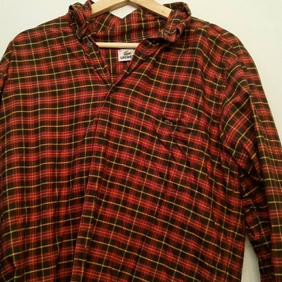 Lacoste mens plaid long sleeve shirt. Large 40 - Picture 1 of 4