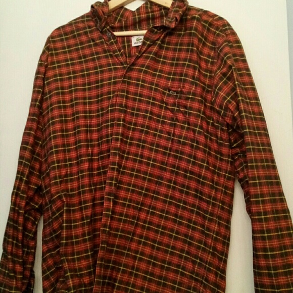 Lacoste mens plaid long sleeve shirt. Large 40 - Picture 3 of 4