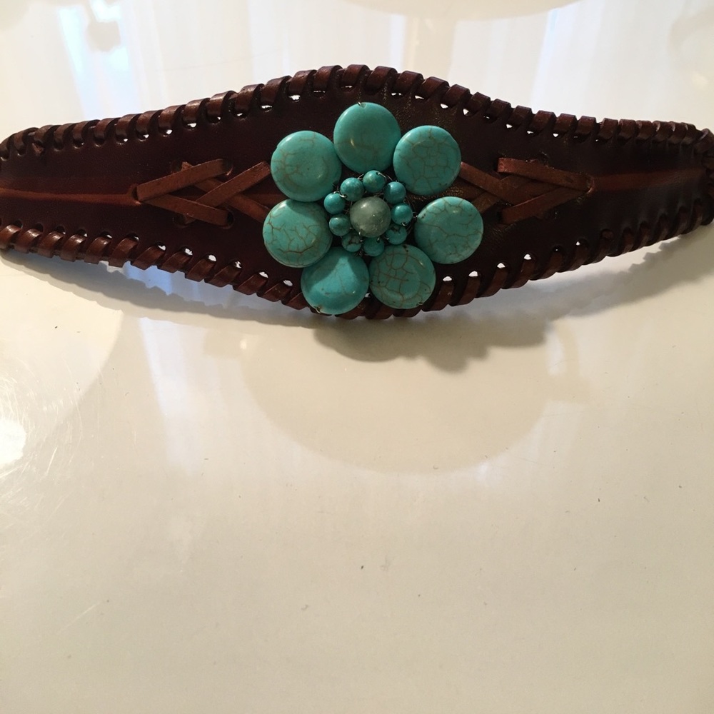 Real leather turquoise cuff bracelet!