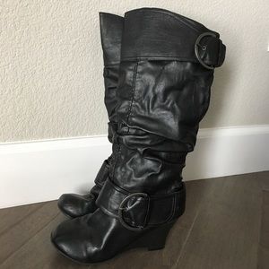 UnionBay Black Wedge Boots