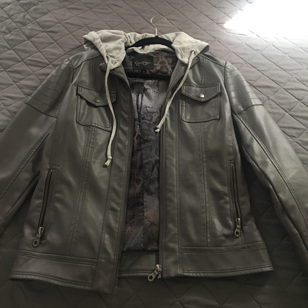 Grey/brown Jessica Simpson leather jacket (NWOT)