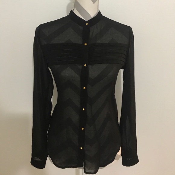 Black Sheer Modern Top - Picture 2 of 6