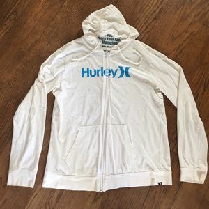 Hurley White Zip Up Long Sleeve Tee