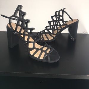 Black Spider Web Strap Heels