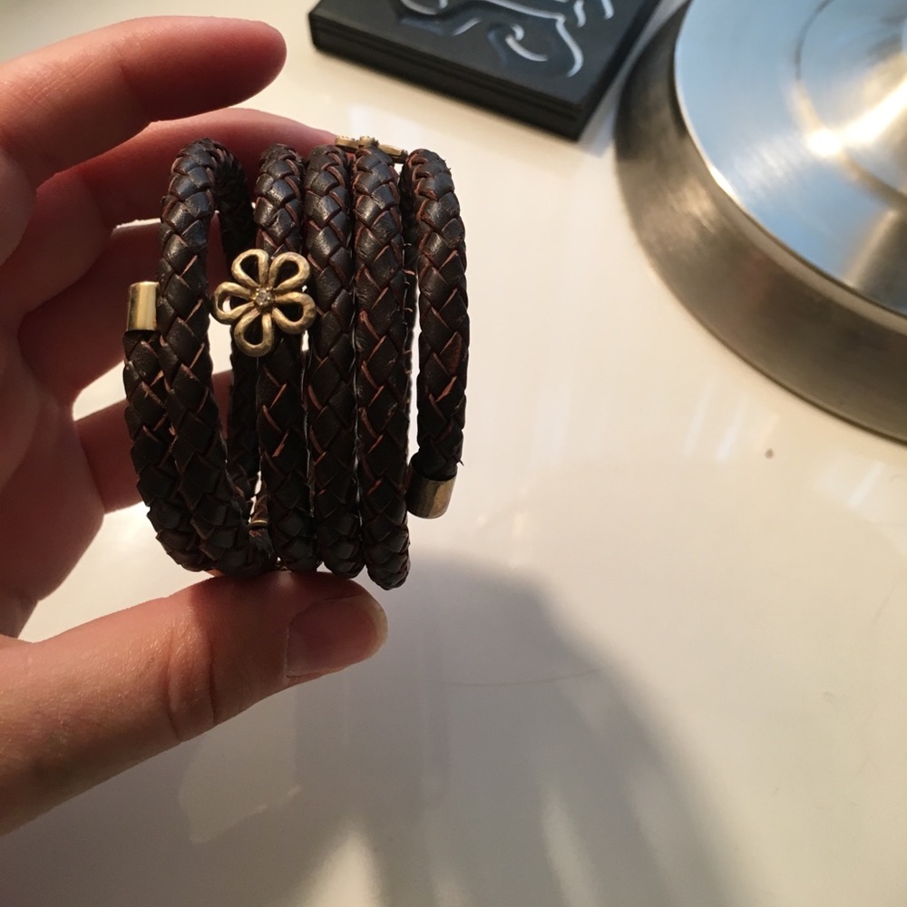 Braided leather cuff bracelet