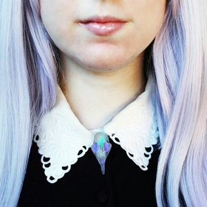 Holographic Bird Skull Brooch