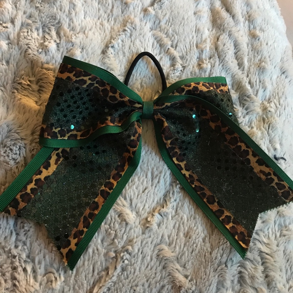Sparkly green cheer/hair bow