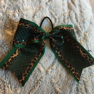 Sparkly green cheer/hair bow