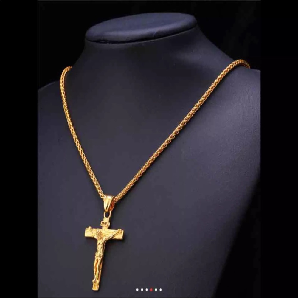 New 18k gold cross necklace