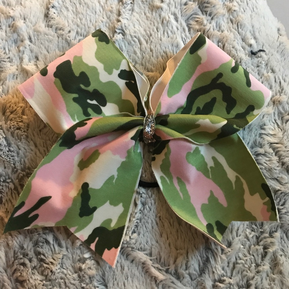 Pink Camouflage cheer/hair bow