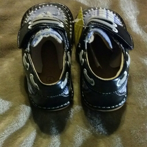 O'Squeaky Black with Blue Plaid Leather Squeakers - Picture 4 of 6