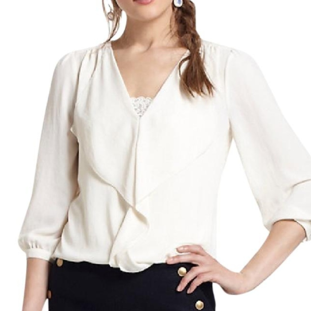 Anthropologie Flowy Cream Blouse