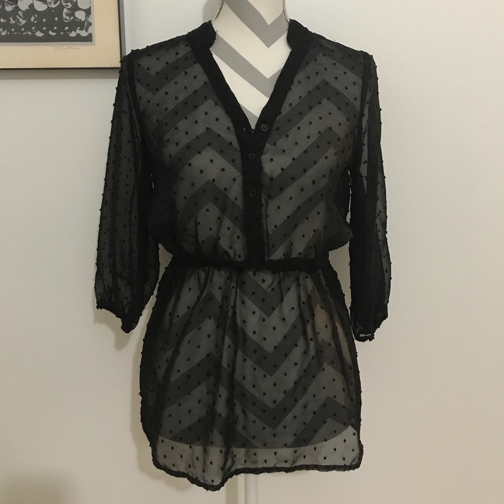 Sheer Cinched Waist Top