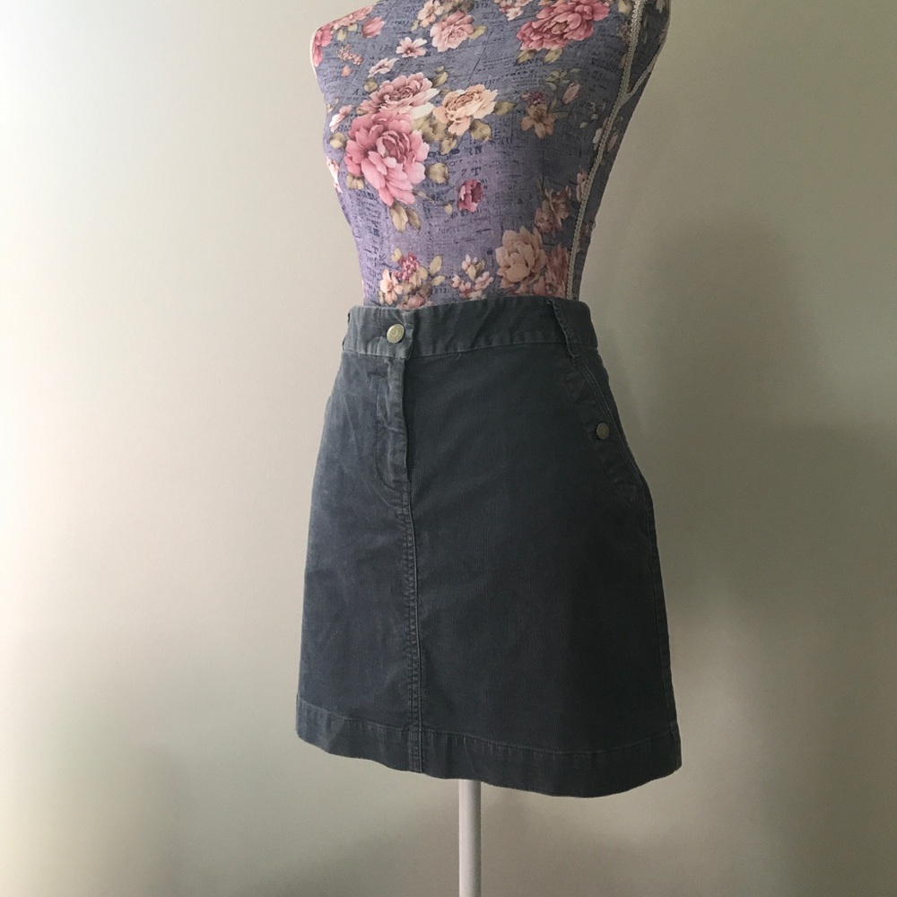 J Crew women A line mini gray corduroy skirt