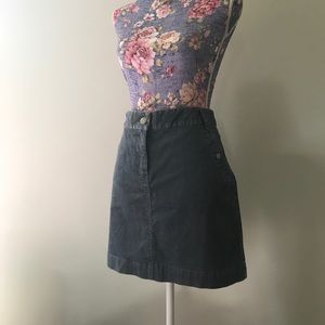 J Crew women A line mini gray corduroy skirt