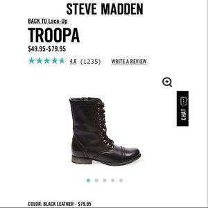 Steve Madden Black Troopa Combat Boots (Size 7.5)