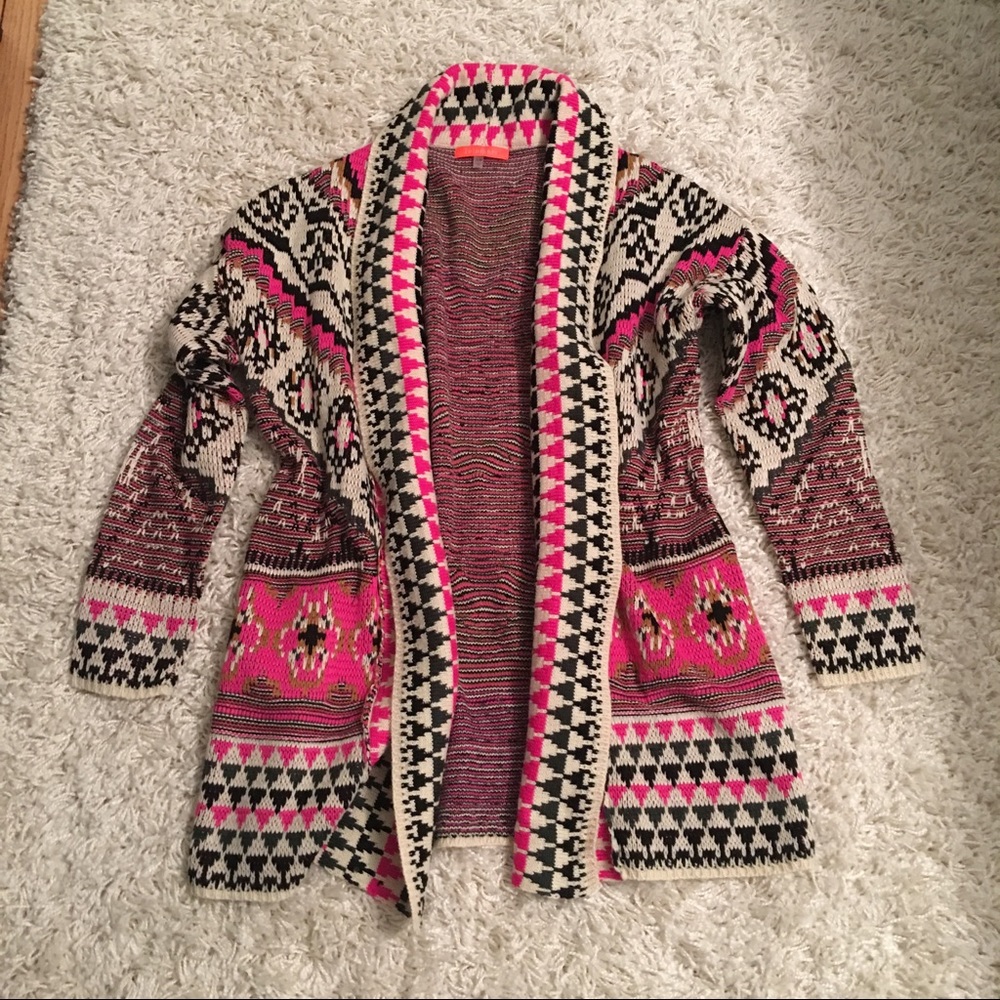 Lulumari neon pink graphic cardigan