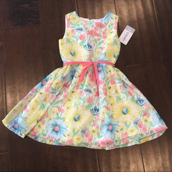 Carter's Other - Carters Baby Girls Yellow Floral Dress, NWT! 24 mo