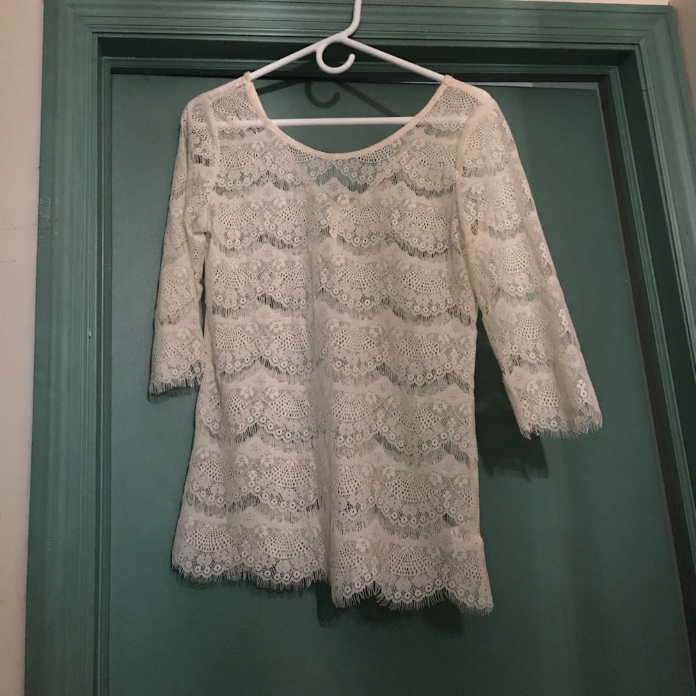 Eyelash Lace 3/4 Sleeve Top