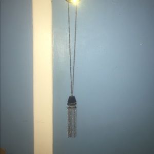 Long black and gold statement necklace