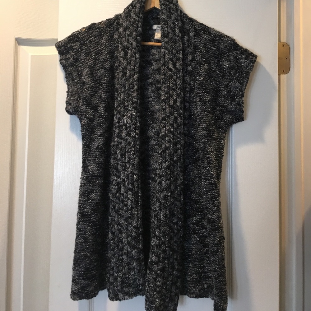 Cache cardigan blue tweed sweater