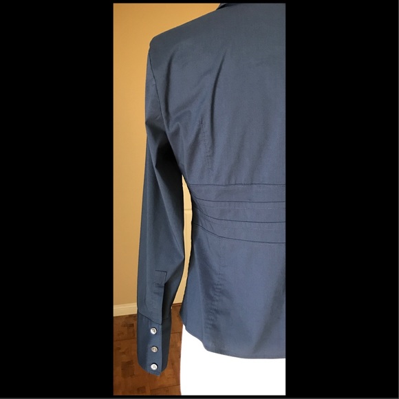 Talbots Petites Navy Blue Button Down Blouse Sz 6 - Picture 6 of 6
