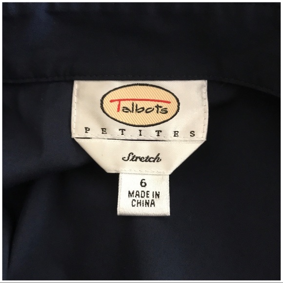 Talbots Petites Navy Blue Button Down Blouse Sz 6 - Picture 4 of 6