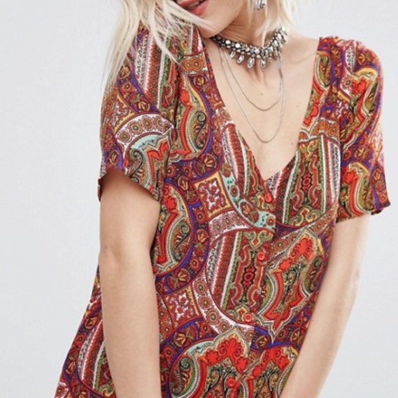 Glamorous Button Front Dress -- Multi -- Size 12 - Picture 4 of 6