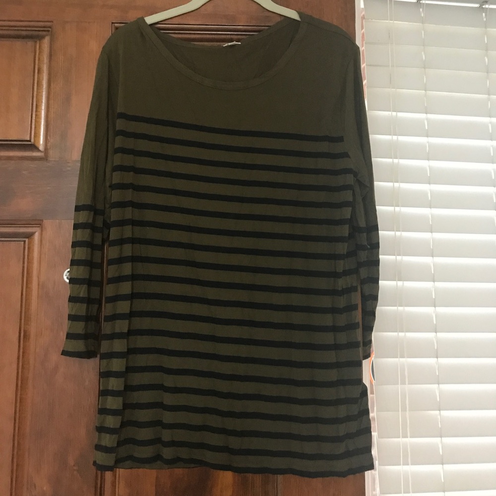 Jcrew olive and black striped long sleeve