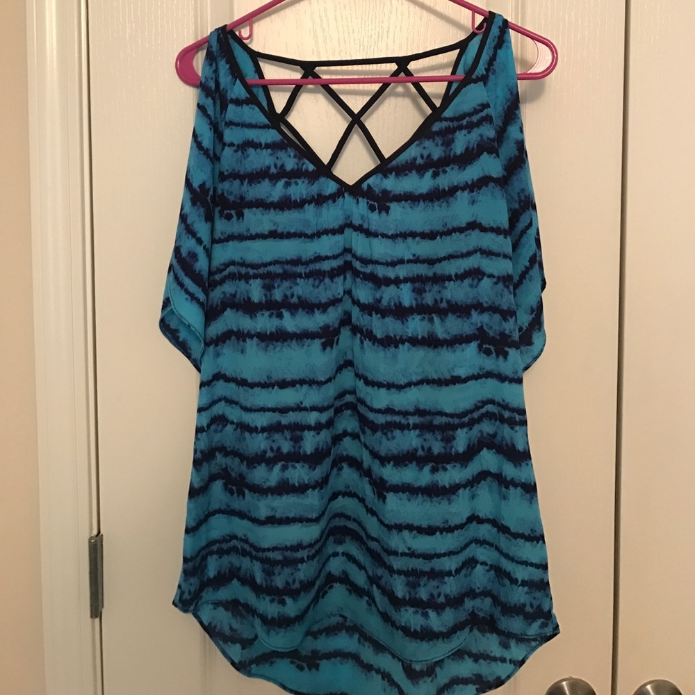 Express Small Blue Blouse Cross Back