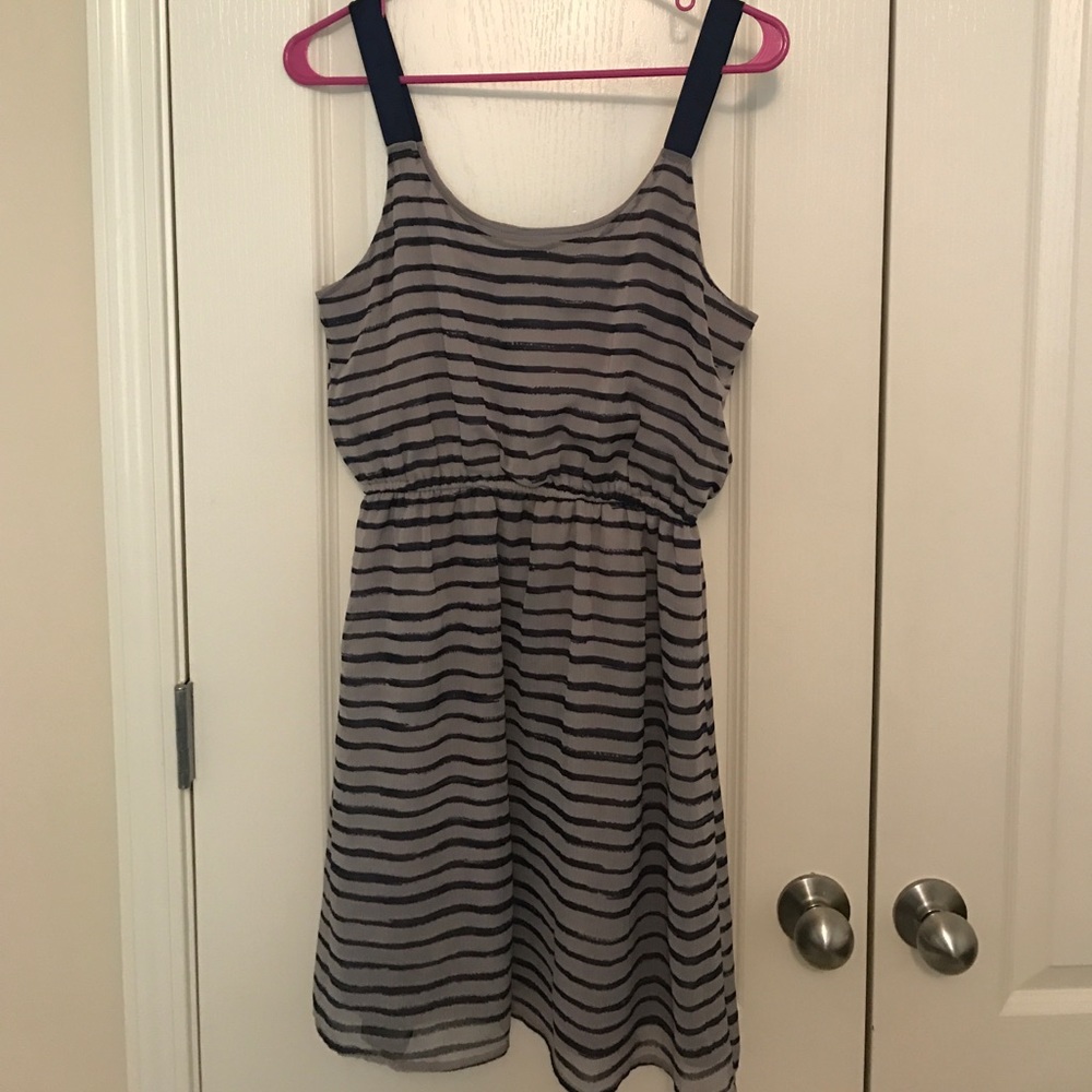 Target Navy and Gray Stripe Dress Medium