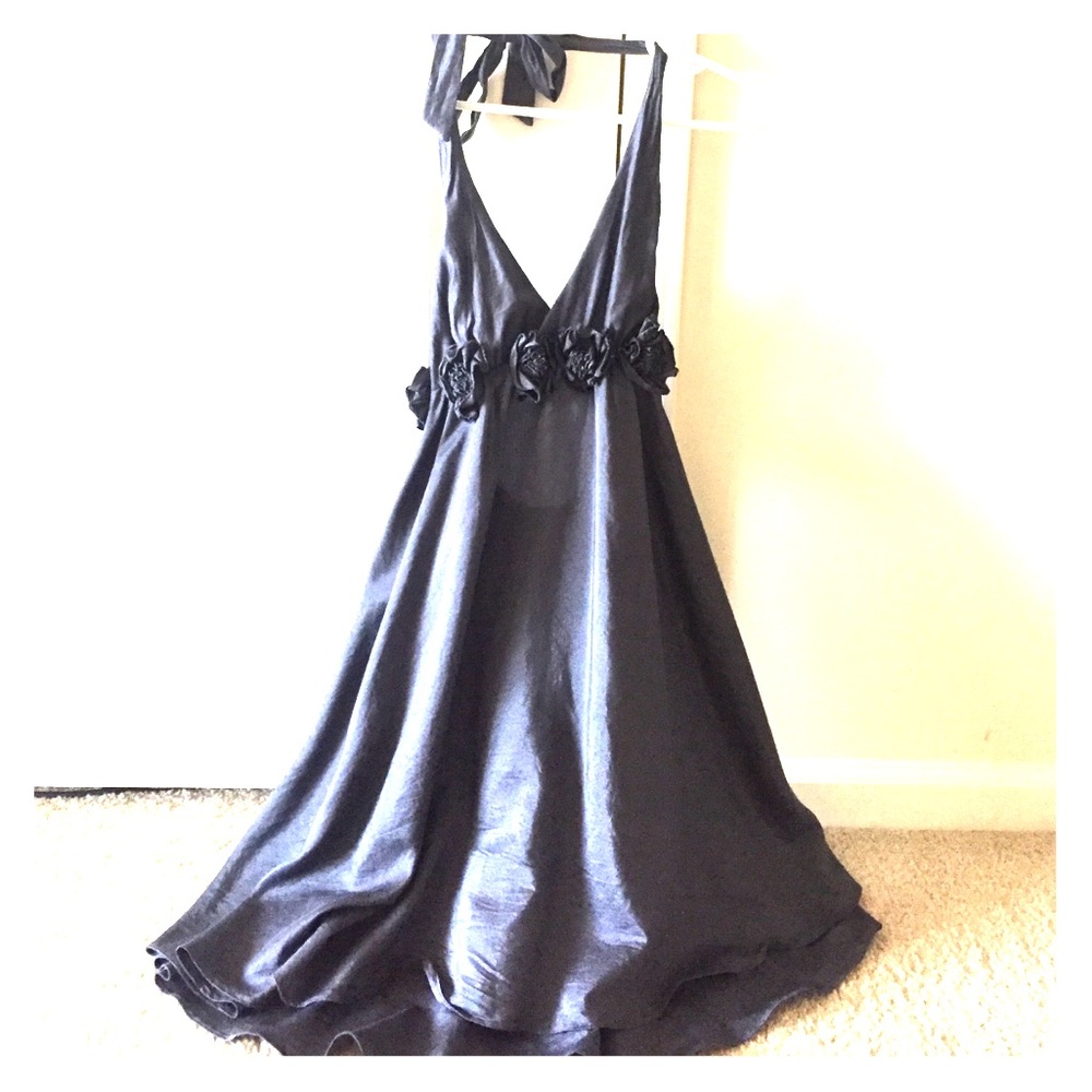 Grey flower halter dress