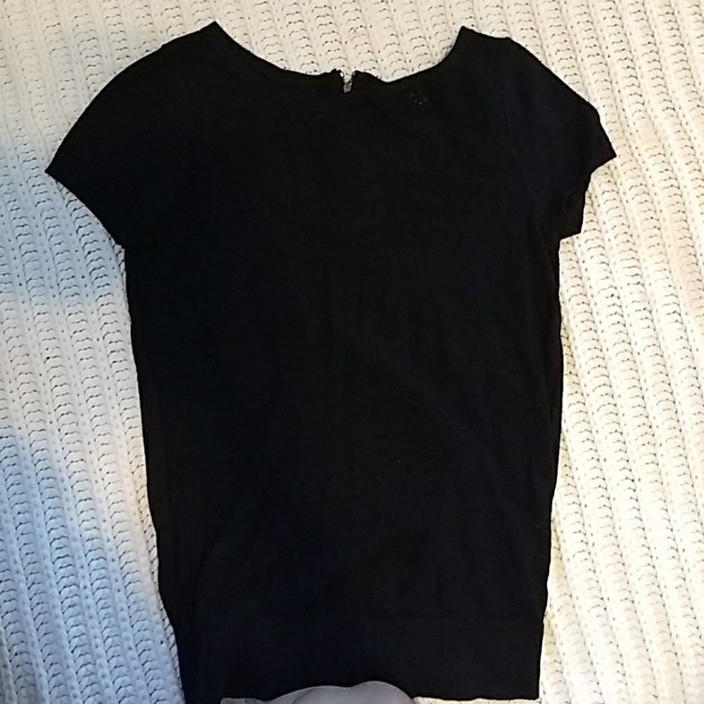 Loft Black Knit Front Top