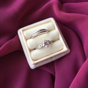 Engagement Diamond Wedding Ring Set SZ 5