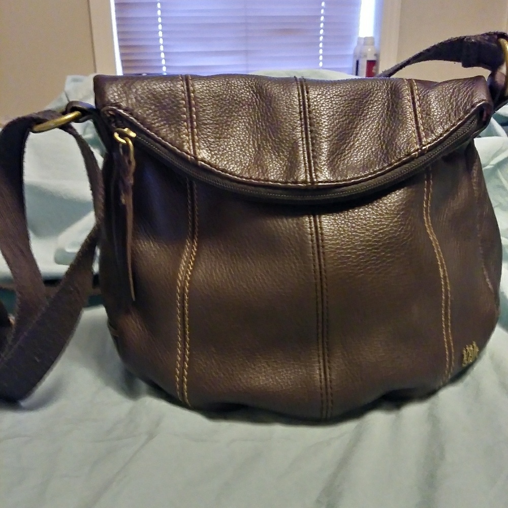 The Sak Deena Flap Crossbody Brown Leather Handbag